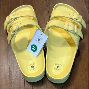 Shade and shore yellow slide on‎ sandals adjustable shoes NWT size 10